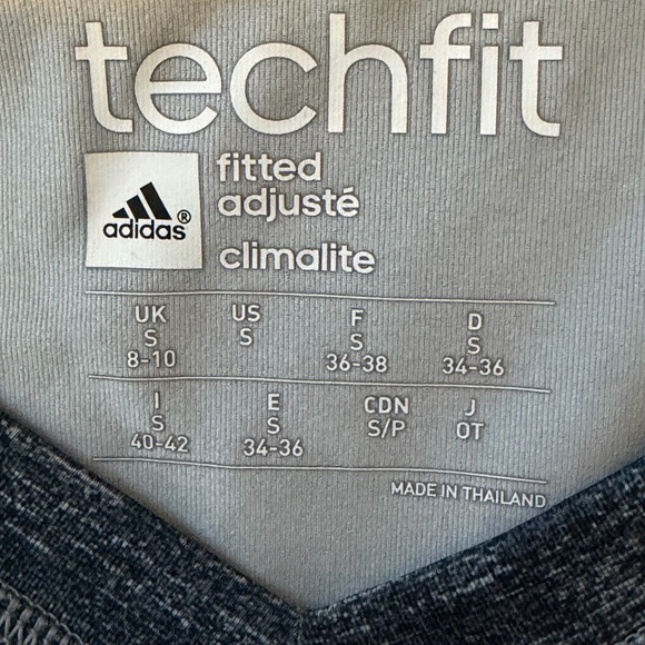 adidas Women's Techfit Heathered Gray Short Sleeve V-Neck Top - Picture 3 of 3